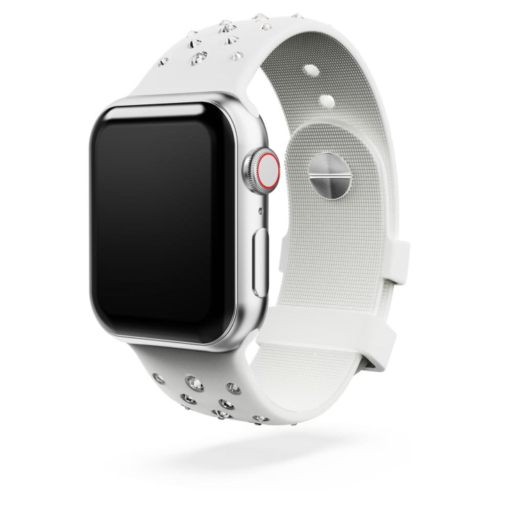 Watch strap Silicone with stitching, Gray, Stainless steel